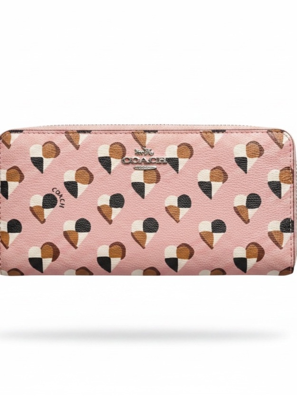 Coach
Accordion Zip Wallet with Checker Heart Print